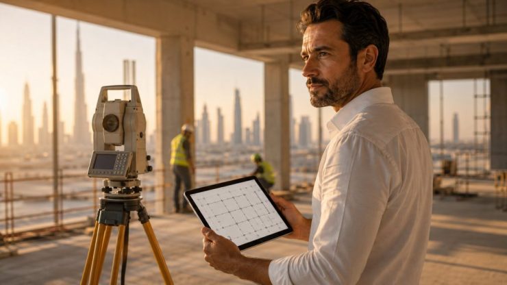 Levels and setting-out grid survey Dubai UAE — as-built documentation